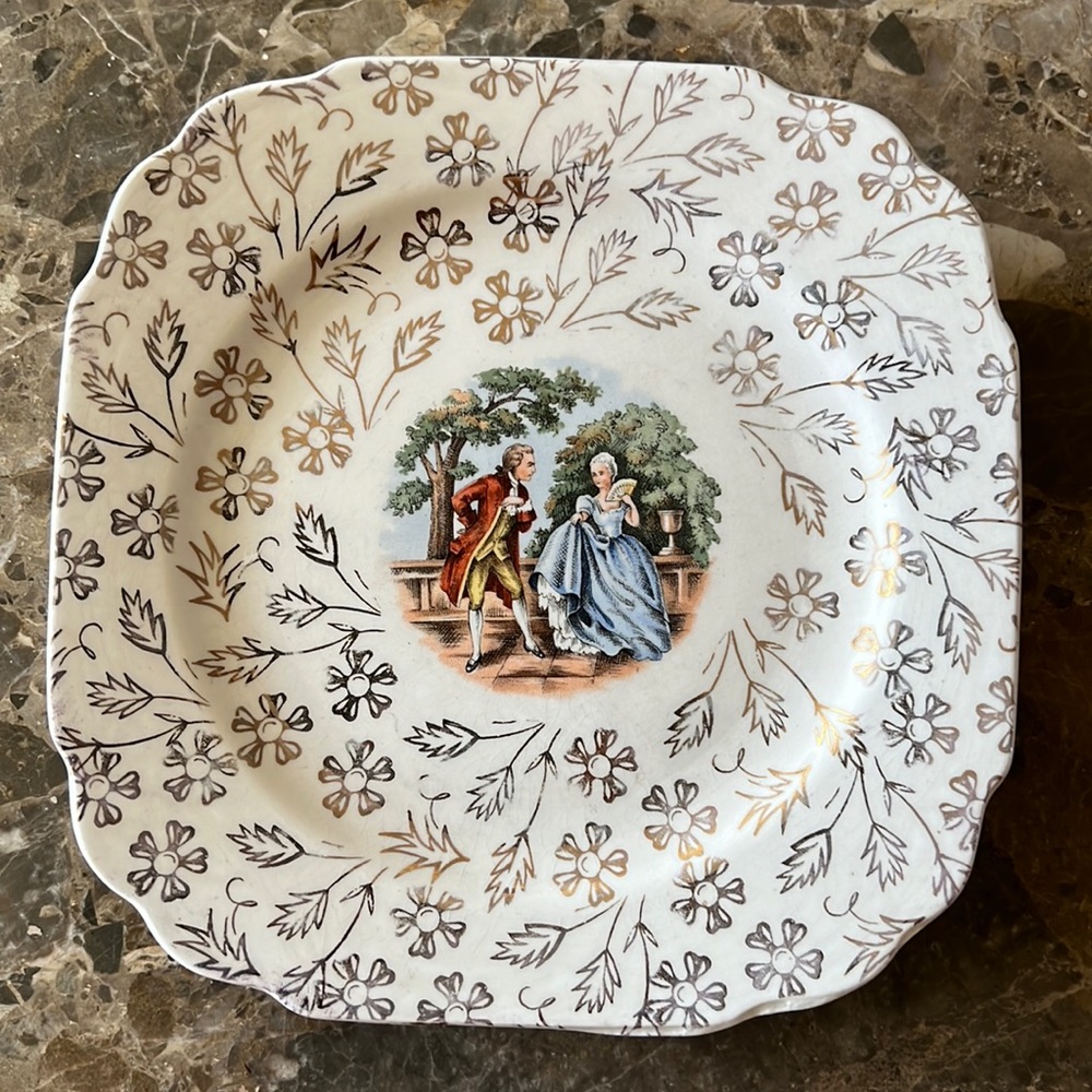 Vintage "ATS25" by Atlas Fine China of New York 22K gold set of 3 plates